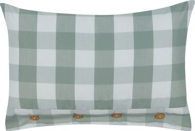 BELIANI Poduszka dekoracyjna miętowa 40 x 60 cm w kratę z guzikami w stylu cottage jasiek