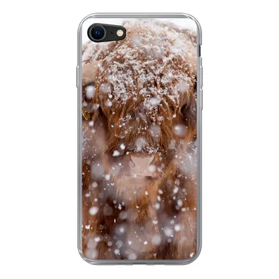 Produktbild von MuchoWow® Handyhülle Schutzhülle Hülle für iPhone 7 Schottischer Highlander - Hörner - Schnee Silikon Softcase Handy Hülle - Kartenhalter