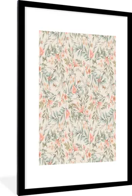 Produktbild von MuchoWow® MuchoWow® Gerahmtes Poster Blumen - Vintage - Pastell 60x90 cm - Poster mit zchwarzem Bilderrahmen - Dekoration - Wandposter Wohnzimmer - Hochwertig