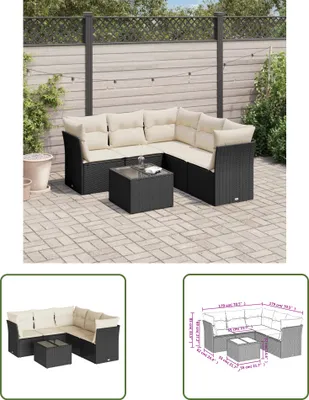 Produktbild von The Living Store 6-tlg. Garten-Sofagarnitur mit Kissen Schwarz Poly Rattan