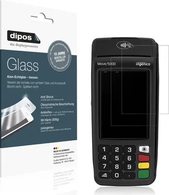 Produktbild von 2x Schutzfolie für Ingenico Move 5000 matt - Anti-Shock 9H Folie dipos Glass Kunststoffglas