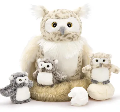 Productafbeelding van Pluche uil met 6 afneembare knuffels voor kinderen