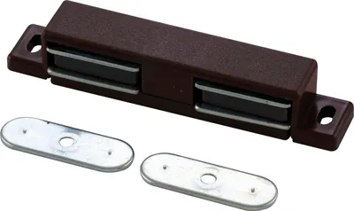 Image de MACO loqueteau magnétique double type 4.2, force de maintien 4 kg, 1 trou, plastique brun