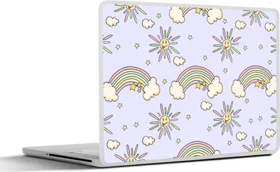 Produktbild von MuchoWow® Laptop Aufkleber Sticker Cover Mädchen - Regenbogen - Sonne - Muster - Mädchen - Kinder - Kinder - Kind 32.5x23.5 cm - Sticker für Laptop - Selbstklebend