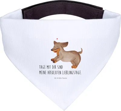 Produktbild von Mr. & Mrs. Panda Tuch Hund Dackel - Weiß - Geschenk, Hundehalstuch, Sprüche, Hunde Halstuch, Für, Herz