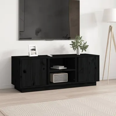 Produktbild von vidaXL TV-Schrank Schwarz 110x35x40,5 cm Massivholz Kiefer