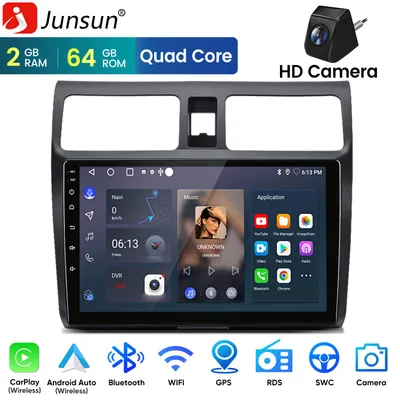 Obrázok produktu pre 10-palcové autorádio s CarPlay a Android 15 pre SUZUKI SWIFT III (modelové roky 2003–2010) – GPS navigácia, Wi-Fi, Bluetooth, DAB+, SWC, USB, DSP, RDS, 2 GB + 64 GB