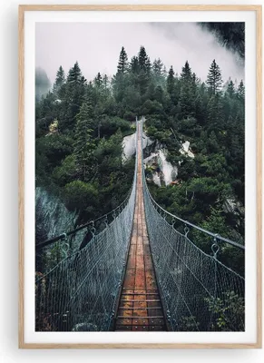 Produktbild von Gerahmtes Poster - Rahmen in heller Eiche - Ausgesetzt Brücke Wald - 70x100 cm - Wand Bild - Wanddeko - Wandbilder - Kunstposter - Wandposter - Bilderrahmen - Bilder - Kunstdruck - P2NPA70x100-5189