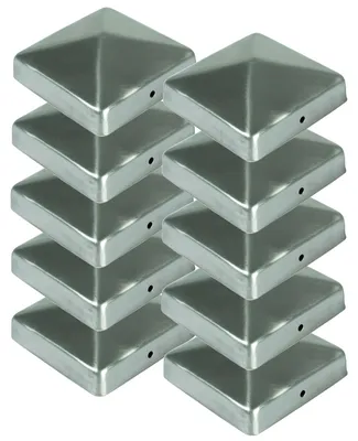 Image de BURI 10x Acier inoxydable Chapeau de poteau Pyramide 91x91mm Chapeau de clôture Chapeau décoratif Poteau Clôture en bois