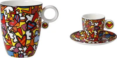 Produktbild von 2er Set Espressotasse & Kaffeebecher Romero Britto ALL WE NEED IS LOVE Goebel