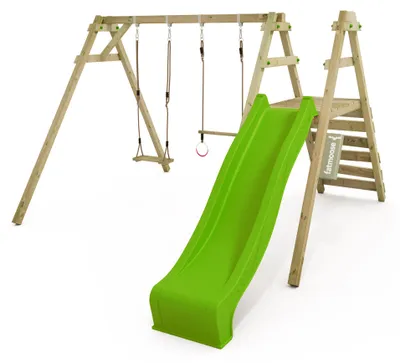 Immagine prodotto di Altalena per bambini Fatmoose JollyJack Star XXL con scaletta e scivolo in verde chiaro