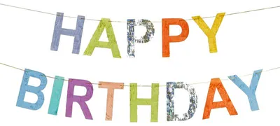 Obrázek produktu pro Girlande Happy Birthday bunt silber 19 x 220cm
