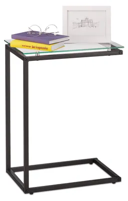 Beistelltisch U-Form, Glasplatte, Metall, 61x30x45 cm, schwarz
