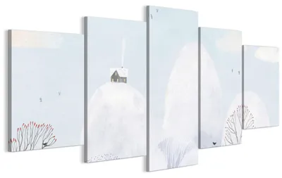 Immagine prodotto di LUMASOUL Quadri su tela 100x50 cm, Motivo invernale 2, Quadri da Parete per Soggiorno e Camera da Letto, 5 pezzi