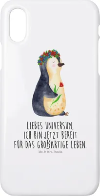 Produktbild von Mr. & Mrs. Panda Iphone 10 Handyhülle Pinguin Blumen - Weiß - Geschenk, Geschenkidee, Cover, Positiv, X, Universum, Hülle, Leben, Ziele, Handy