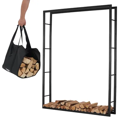 Immagine prodotto di Rastrelliera per legna Lendo Online 148×25×196 cm Acciaio Nero