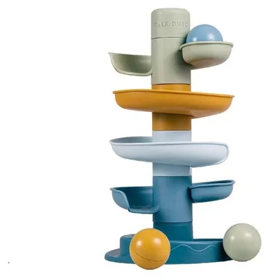 Productafbeelding van Marmerenbaan met rammelballen, badspeelgoed, blauw. Sorteer- en stapel speelgoed