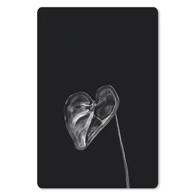 Produktbild von MuchoWow® Mauspad Mousepad Herzförmiges Blatt auf schwarzem Hintergrund - schwarz und weiß 40x60 cm - Mousepads - Maus Mat - Pad - Mausunterlage - Schreibtisch Accesoire