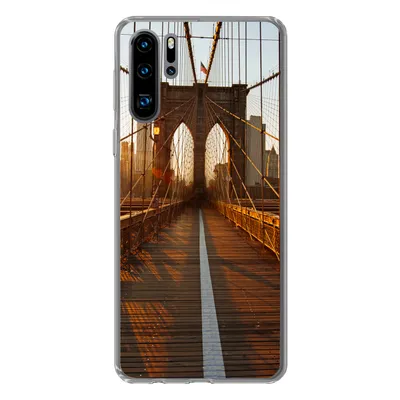 Produktbild von MuchoWow® Handyhülle Schutzhülle Hülle für Huawei P30 Pro Brooklyn Bridge in New York bei Sonnenuntergang Silikon Softcase Handy Hülle - Schutzdeckel