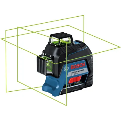 Zdjęcie produktu dla Bosch GLL 3-80 G, 30 m, 0,03 mm/m, 4°, 120 m, Poziomy/Pionowy, Zielony