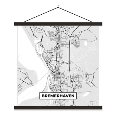 Produktbild von MuchoWow® Textilposter Karte - Deutschland - Bremerhaven - Karte - Stadtplan 90x90 cm mit schwarzem Rahmen - Magnetisches