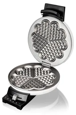 Produktbild von Cloer 171 Waffeleisen für eine Herzwaffel mit 16 cm Durchmesser, Herzwaffeleisen mit Antihaftbeschichtung, stufenlosem Bräunungsgrad und Backampel, We