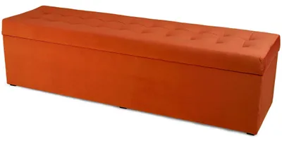 Produktbild von MG Design Polsterhocker Orange 45x160 cm - Stauraum 190L, bis 300 kg, samtig-weich mit Schimmer, pflegeleicht, für Wohnzimmer & Flur