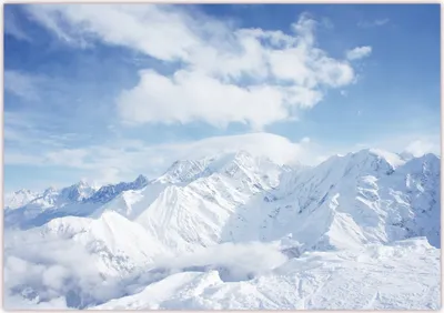 Produktbild von XXL Poster 100 x 70cm (S-827) Bergipfel von Schnee bedeckt unter blauem Himmel (Lieferung gerollt!)