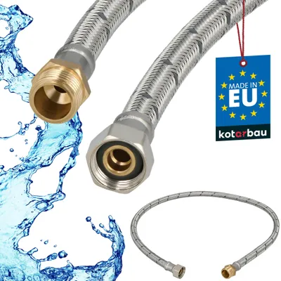 Obrázek produktu pro KOTARBAU® Flexibilní hadice 3/8 palce Vodní hadice 90 cm Odolná hadice s vnějším závitem x vnitřním závitem Připojovací hadice k armaturám Hadice k vodovodnímu kohoutku