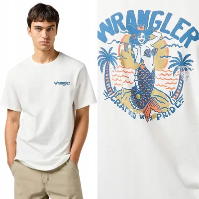 Produktbild von Wrangler RELAXED TEE – lockeres weißes T-Shirt aus Baumwolle mit Logo-Aufdruck, Größe XL