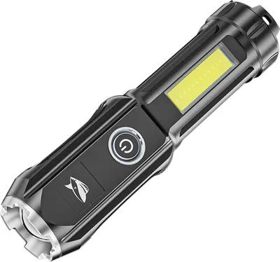 Produktbild von Taschenlampe mit zwei Lichtquellen, tragbar, mit hoher Helligkeit, im Freien, Teleskop-Fokussierung, verstellbare Taschenlampe, USB, wiederaufladbar, Nacht-Camping-Fischen-Lampe