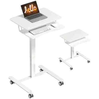 Produktbild von Büroschreibtisch – Höhenverstellbarer Schreibtisch – Stehschreibtisch – Höhenverstellbar – Sitz-/Stehfunktion – 65 x 60 x 107 cm – Weiß