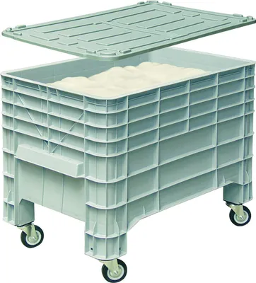 Produktbild von Vorratscontainer/Großbox mit Deckel, mit 4 Rollen, lebensmittelecht, LxBxH 1030 x 630 x 790 mm, 276 Liter