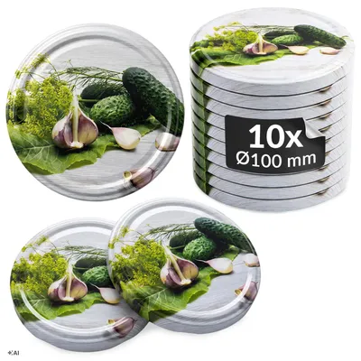 Zdjęcie produktu dla SUPERBUTELKI - 10x zakrętki wieczka fi 100 mm OGÓRKI do słoików, słoika, słojów