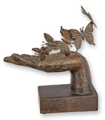 Produktbild von Skulptur Hand mit Schmetterlingen Replikat Retro Design Dekoration