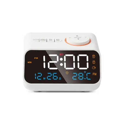 Image de Réveil numérique avec radio FM – Réveil LED rechargeable avec affichage de la température, de l'humidité et fonction snooze