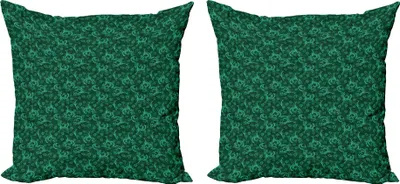 Zdjęcie produktu dla Zestaw poszewek na poduszki ABAKUHAUS Flower (2 szt.), Abstrakcyjna kwitnąca natura z płatkami i liśćmi, ilustracja w odcieniach zieleni, 40 x 40 cm, Jadeitowa zieleń Jasnozielony