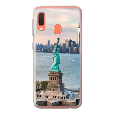 Produktbild von MuchoWow® Handyhülle Schutzhülle Hülle für Samsung Galaxy A20e Freiheitsstatue mit der Skyline von New York Silikon Softcase Handy Hülle - Abdeckung