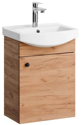 Produktbild von Planetmöbel Badmöbel-Set Waschtisch mit Unterschrank 45 cm Gold Eiche mit Armatur Chrom