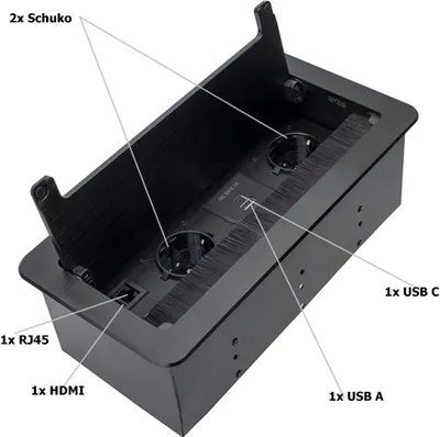 Obrázok produktu pre Zabudovaná zásuvka USB A a C, výsuvná stolová zásuvka, RJ45, HDMI