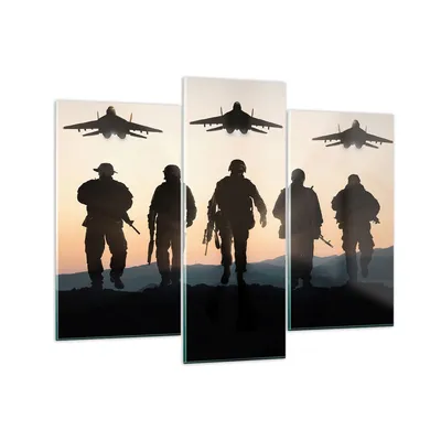 Produktbild von Bilder auf glas - Armee Militaria - 130x100cm - Glasbilder - Wandbilder - Kunstdruck - zum Aufhängen bereit - Wanddekoration aus Glas - Glas Bilder - Wandbild auf Glas - 3 Teile - GCB130x100-3436