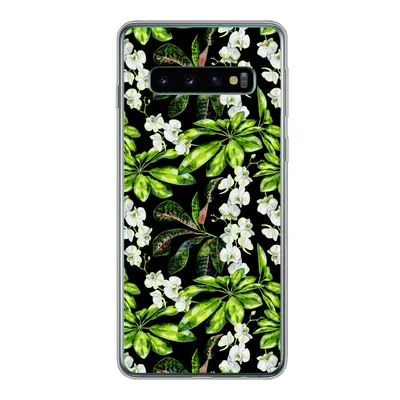 Produktbild von MuchoWow® Handyhülle Schutzhülle Hülle für Samsung Galaxy S10 Blatt - Orchidee - Muster Silikon Softcase Handy Hülle - Handytasche