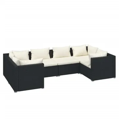 Immagine prodotto di Set Mobili da Giardino 6 pz con Cuscini in Polyrattan Nero