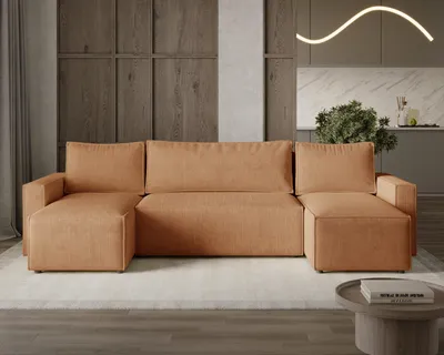 Image de Canapé d'angle LIVIO U avec fonction couchage et coffre de rangement – Ensemble de salon moderne en forme de U - POSO 40