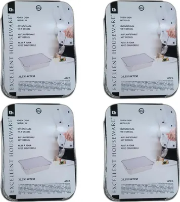 Produktbild von 4 x Aluminium Schüssel Schale mit Deckel 4 Stück 25x19cm
