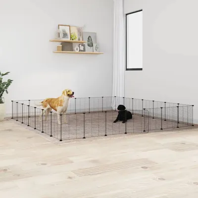 Produktbild von vidaXL 28dílná klec pro domácí mazlíčky s dvířky černá 35x35 cm ocelová