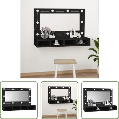 Produktbild von The Living Store Spiegelschrank mit LED Schwarz 90x31,5x62 cm