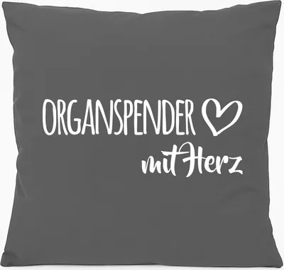 Produktbild von Huuraa Kissen Organspender mit Herz 40x40cm mit Füllung Steel Grey Baumwolle Dekokissen Geschenkidee