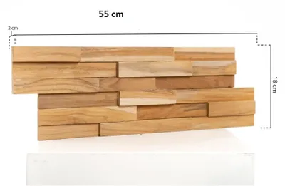 Productafbeelding van Teakea Naturel 3D plakhout wandpaneel teak 55 x 18 x 2 cm per paneel