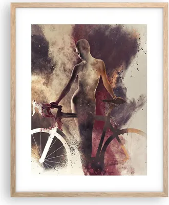 Produktbild von Gerahmtes Poster - Rahmen in heller Eiche - Körper Mädchen Fahrrad Illustration - 40x50 cm - Wand Bild - Wanddeko - Wandbilder - Wandposter - Bilderrahmen - Bilder - Kunstdruck - P2NPA40x50-3136